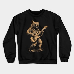 Bear Playing Electric Guitar Rock Music Crewneck Sweatshirt